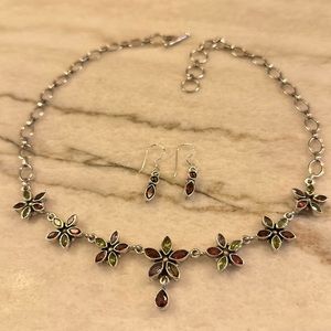 Vintage gemstone and sterling silver necklace